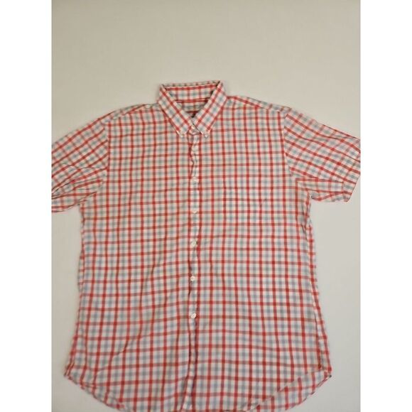 J Crew Men's Checkered Lightweight Dress Shirt Button Pink Short Sleeve Men XL - Picture 4 of 8
